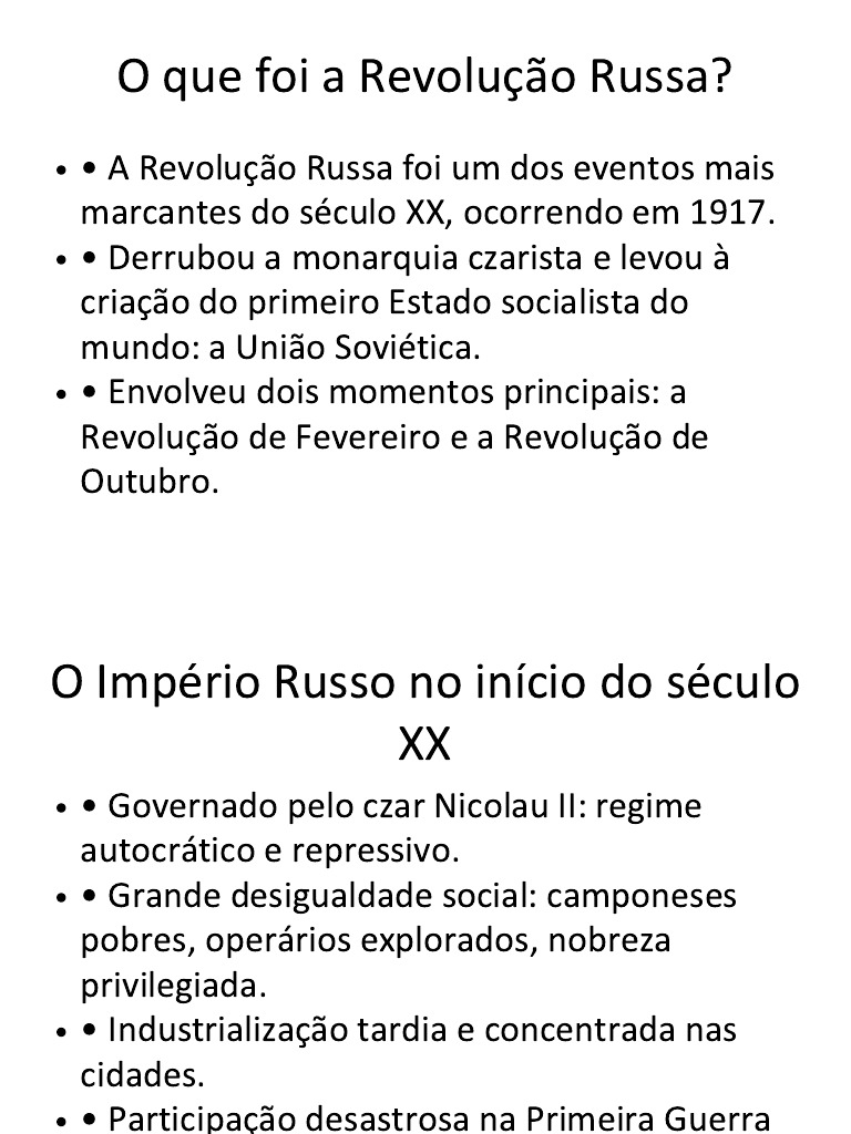Revolução Russa: Causas e Impactos | PDF