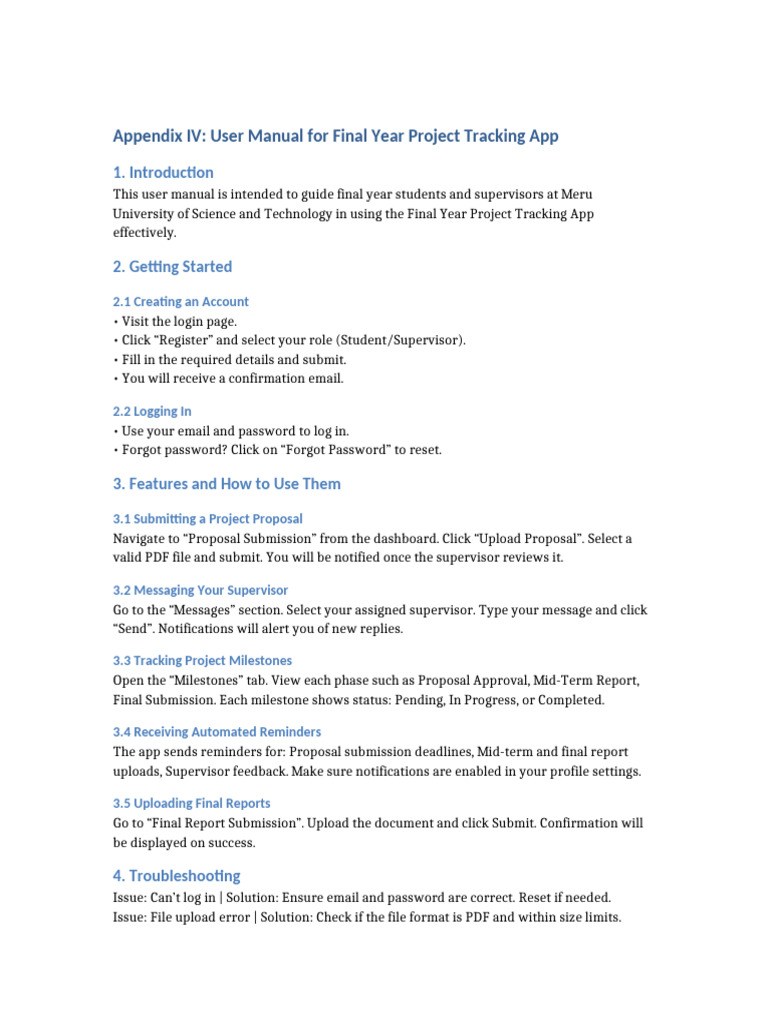 Final Year Project Tracking App Manual | PDF | Password | Computing