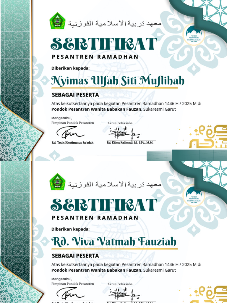 Sertifikat Paskil 1446 H - 20250322 - 124851 - 0000 | PDF