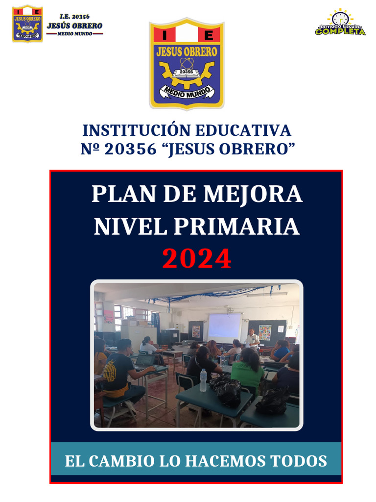 Plan de Mejora Educativa 2024 I.E. Jesús Obrero | PDF | Evaluación ...