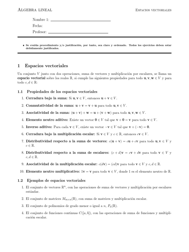 Introducción Espacios Vectoriales | PDF | Base (álgebra lineal ...