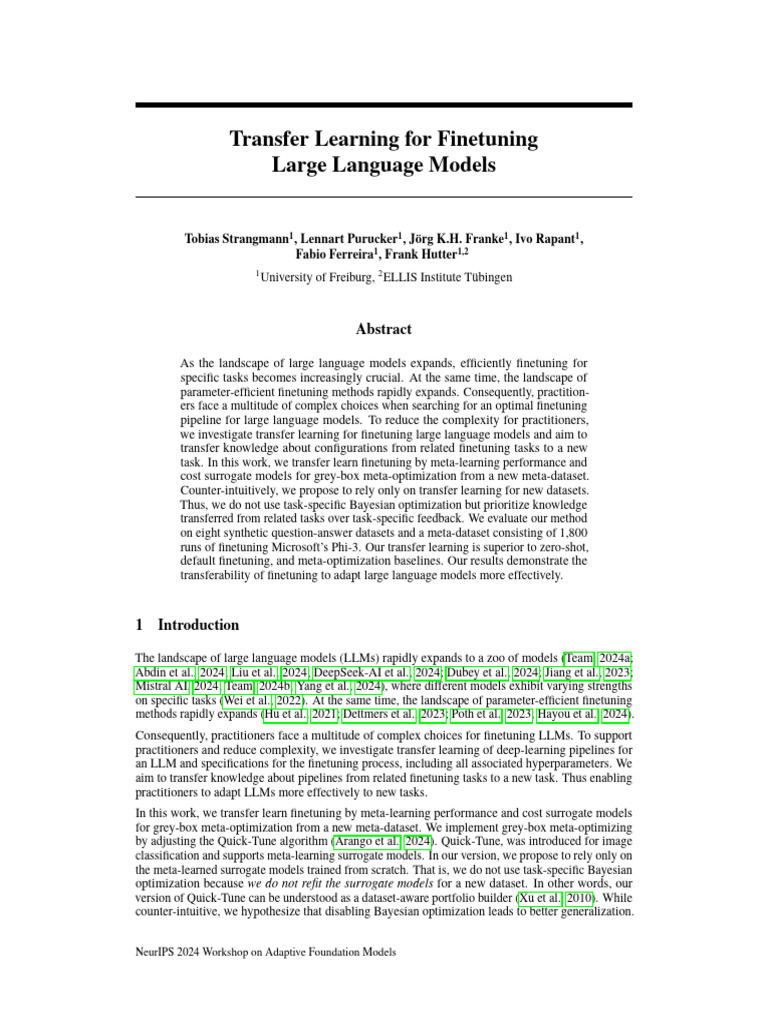 Transfer Learning for LLM Finetuning | PDF | Theorem | Graphics ...