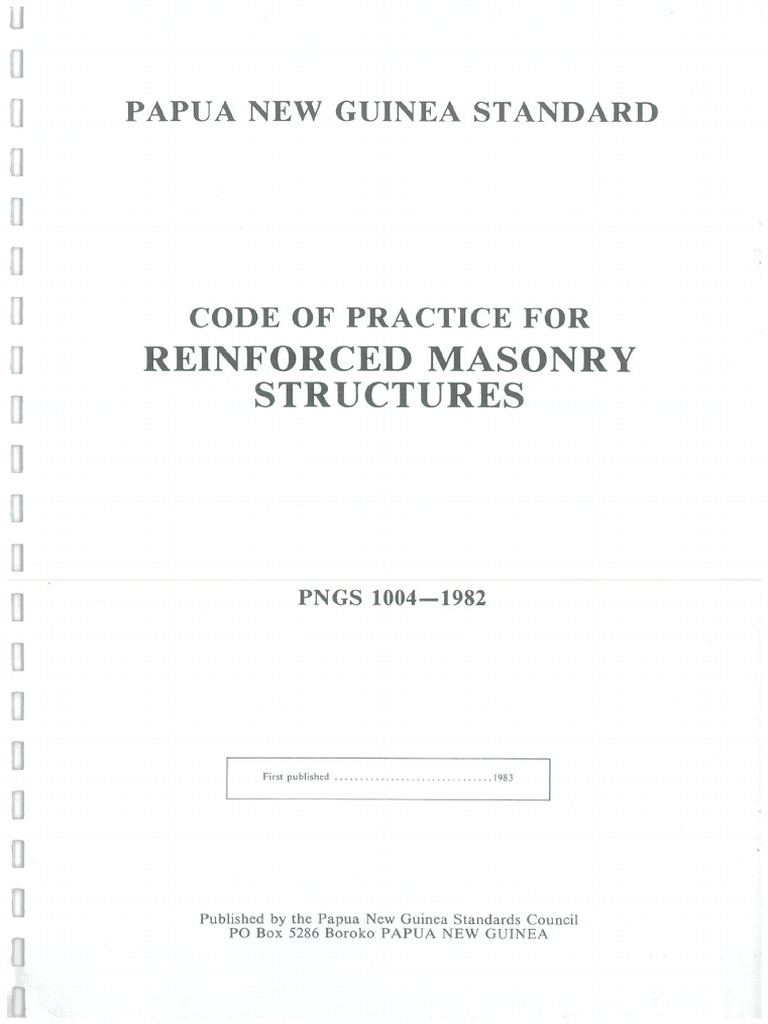 PNGS 1004 - 1982 Standard Code of Practice For Reinforced Masonry ...