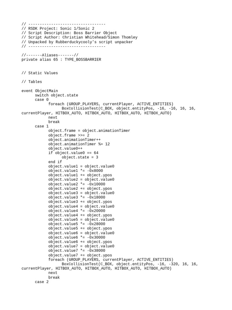 Sonic Boss Barrier Object Script | PDF