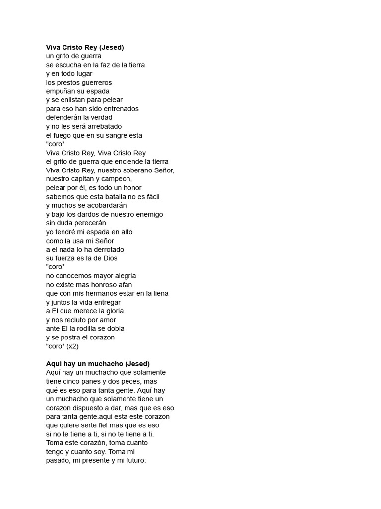 Letras de Canto Católico y Adoración | PDF | María, madre de Jesús ...