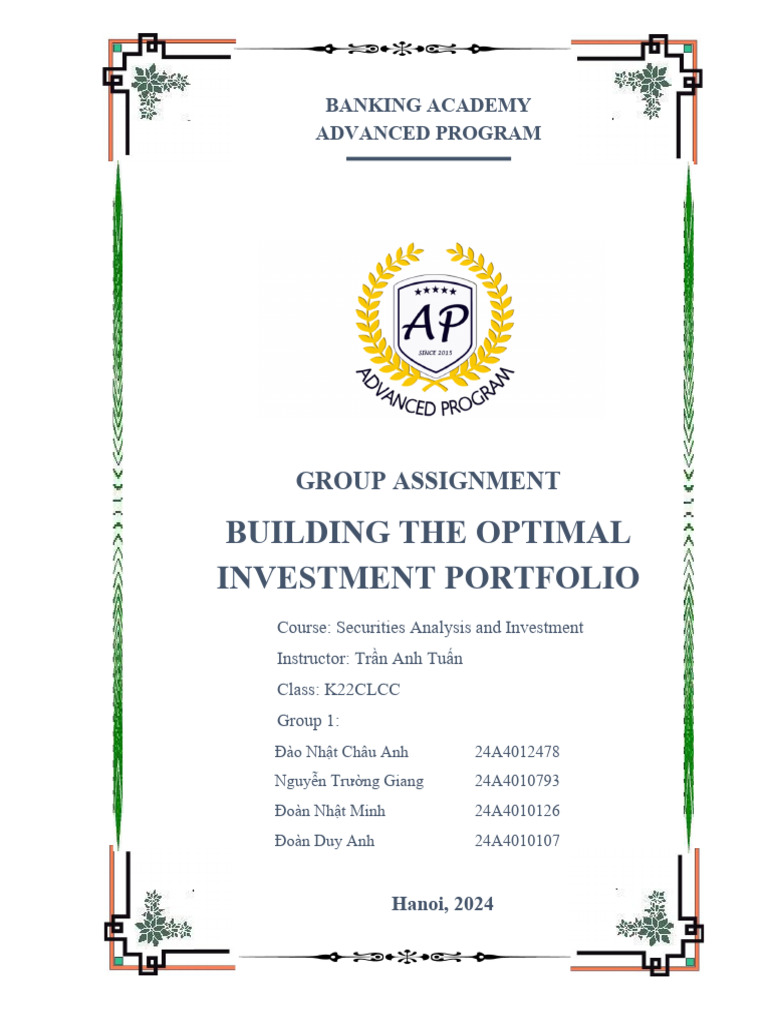 Optimal Investment Portfolio Strategy | PDF | Financial Risk | Inflation