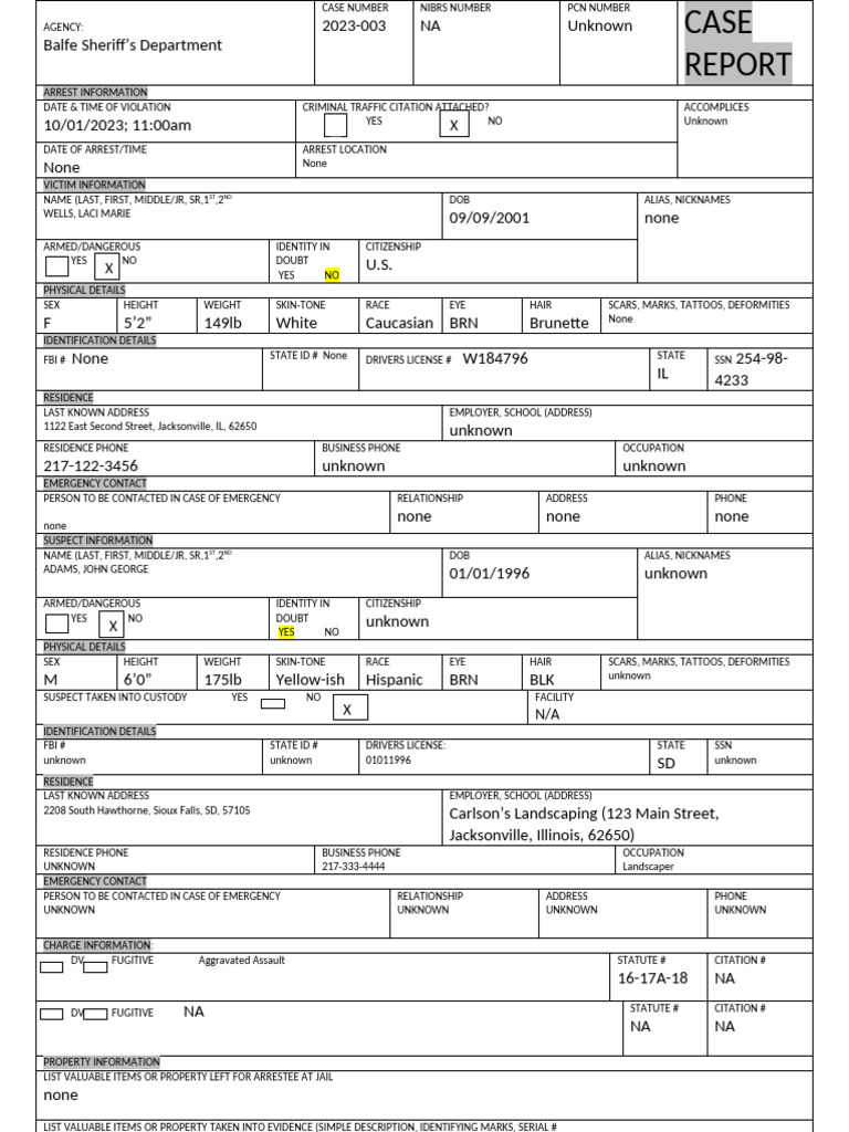 Aggravated Assault Case Report 2023 | PDF | Justice | Crime & Violence