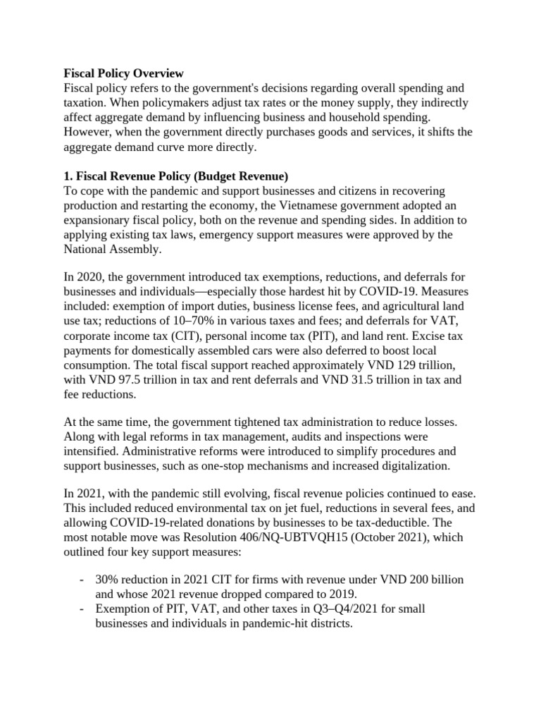 Vietnam's Fiscal Policy Response to COVID-19 | PDF | Taxes | Fiscal Policy