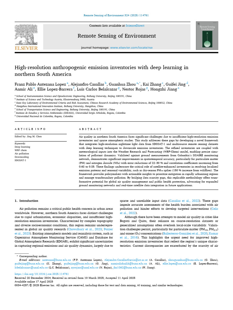 High-Resolution Emission Inventories in SA | PDF | Air Pollution ...