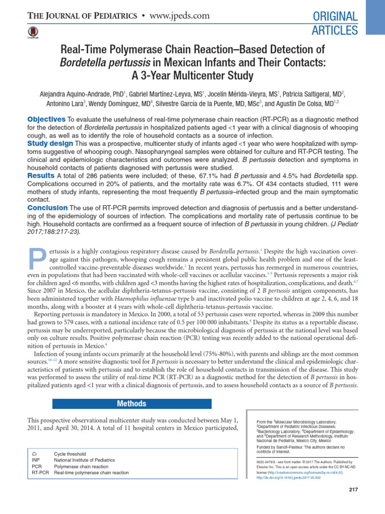 Real-Time Polymerase Chain Reaction-Based Detection of Bordetella ...