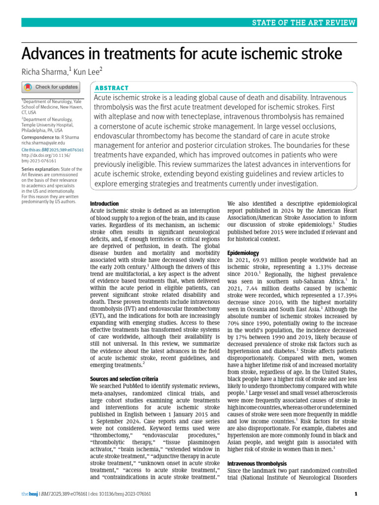 Advances in Acute Ischemic Stroke Care | PDF | Stroke | Ischemia