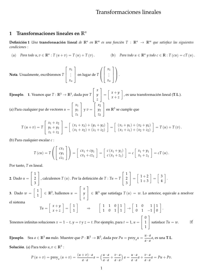Transformaciones Lineales en Rn | PDF | Mapa lineal | Matriz (Matemáticas)