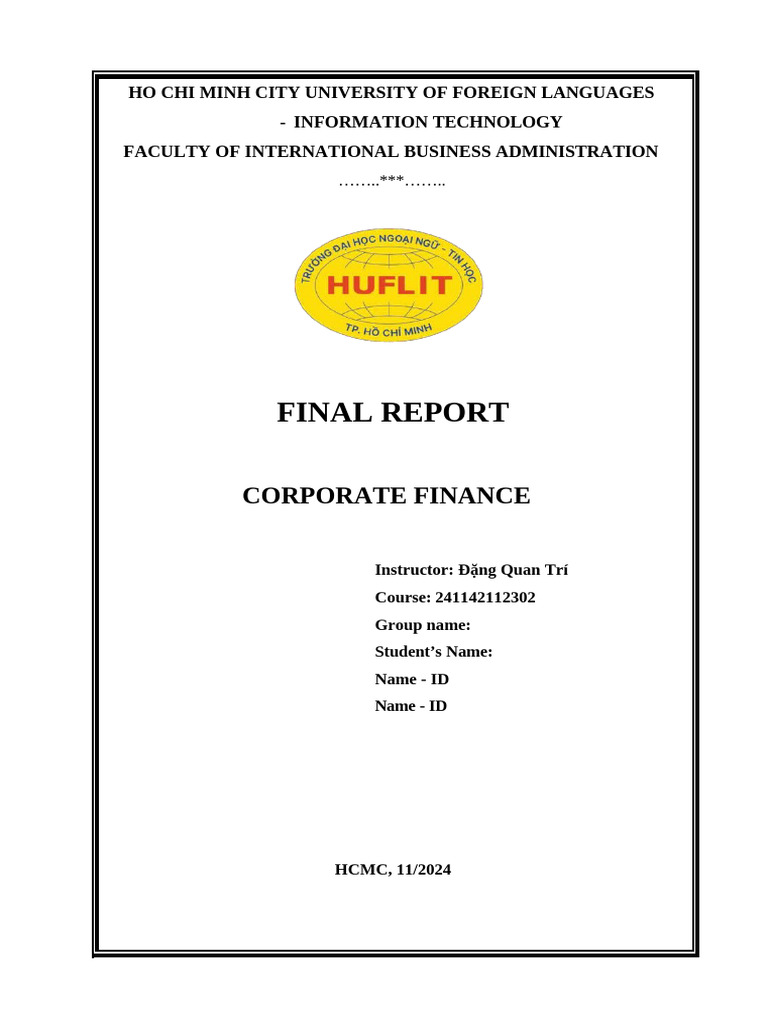 Final Report on Corporate Finance | PDF