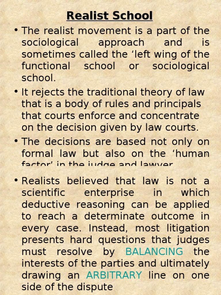 Realist School of Jurisprudence Overview | PDF | Philosophical Realism |  Sociology
