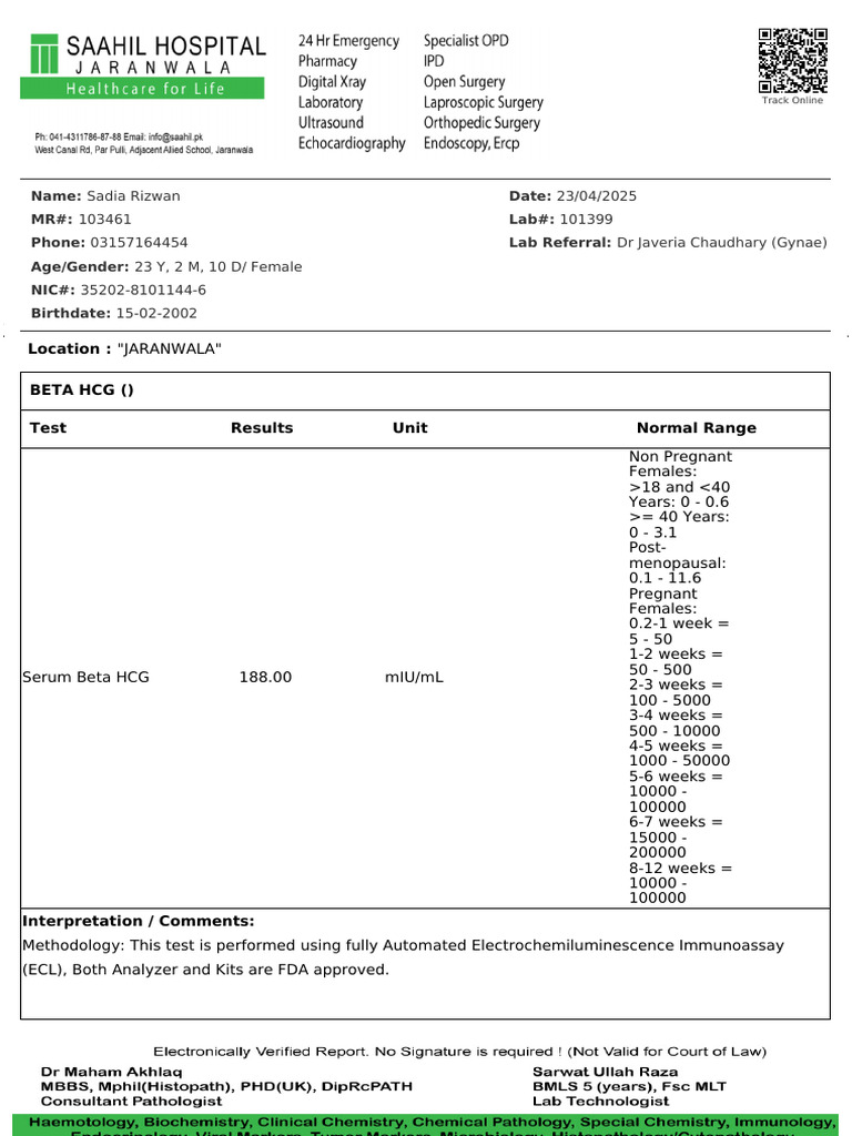 Sadia Rizwan - Laboratory Report-2 | PDF | Medical Tests | Medical ...