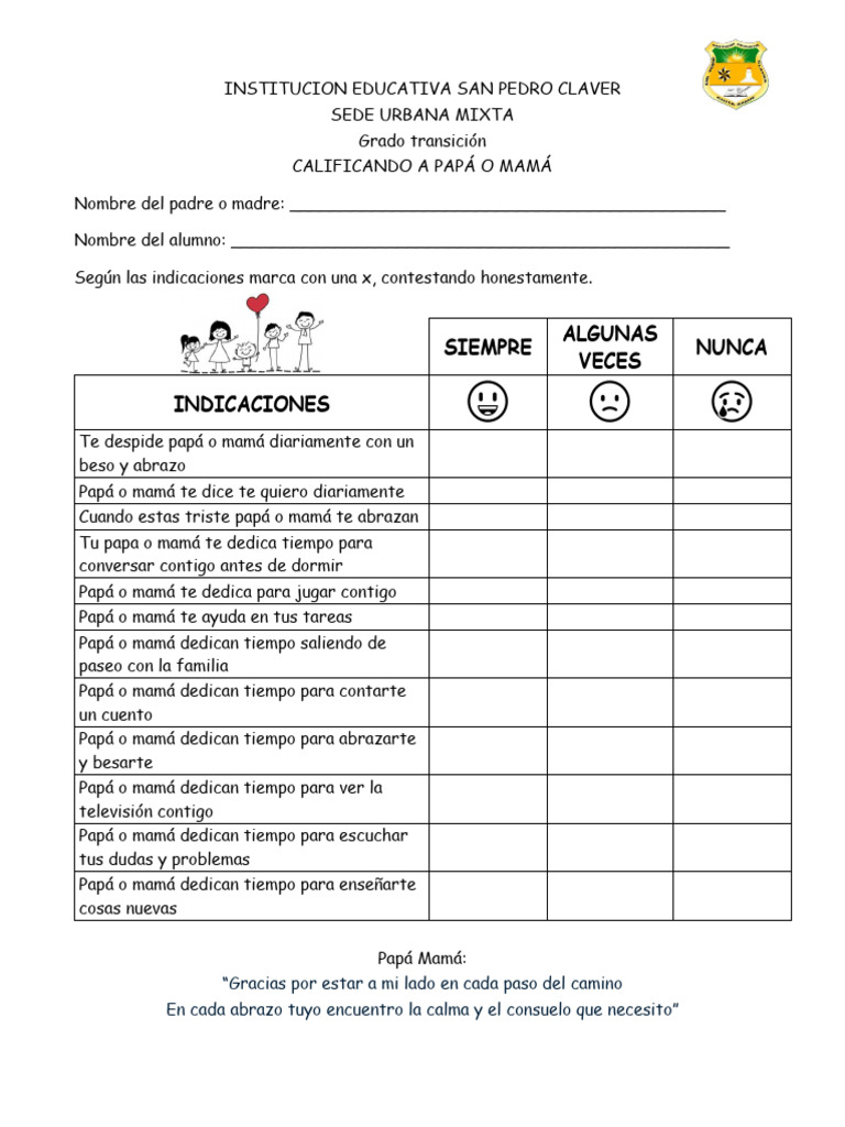 Calificacion Papás Pdf