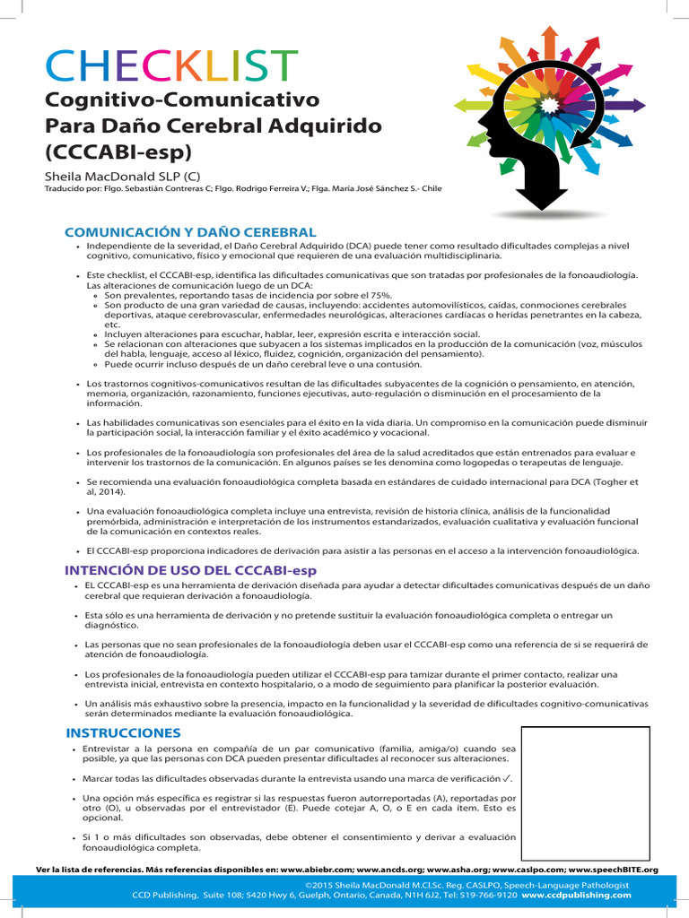 Checklist CCCABI-esp para DCA | PDF | Comunicación | Pensamiento