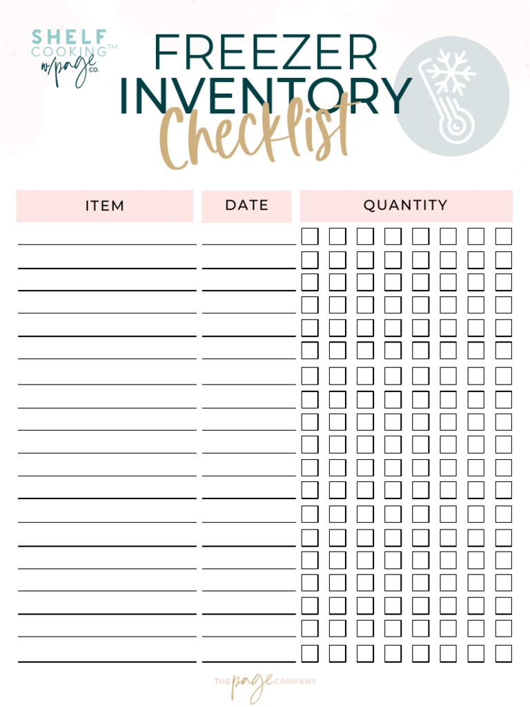 Freezer Inventory Checklist Template | PDF