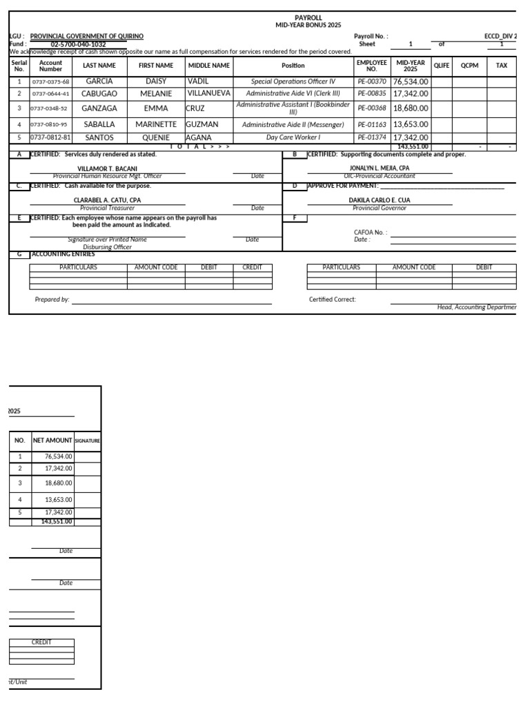 Mid-Year Bonus Payment 2025 | PDF | Government Finances | Payments