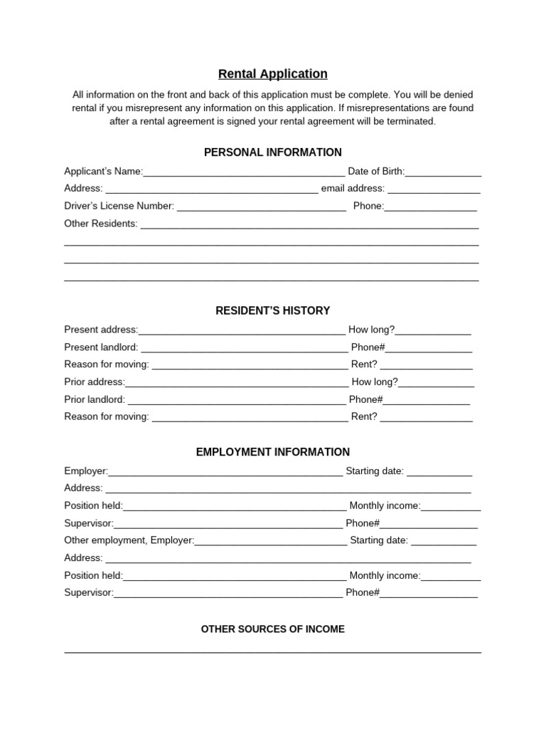 Comprehensive Rental Application Form | PDF | Lease | Landlord