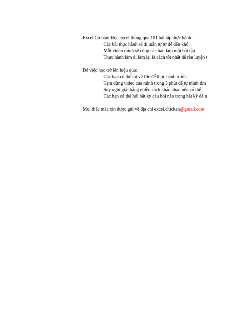 101 Bai Tap Thuc Hanh Excel | PDF
