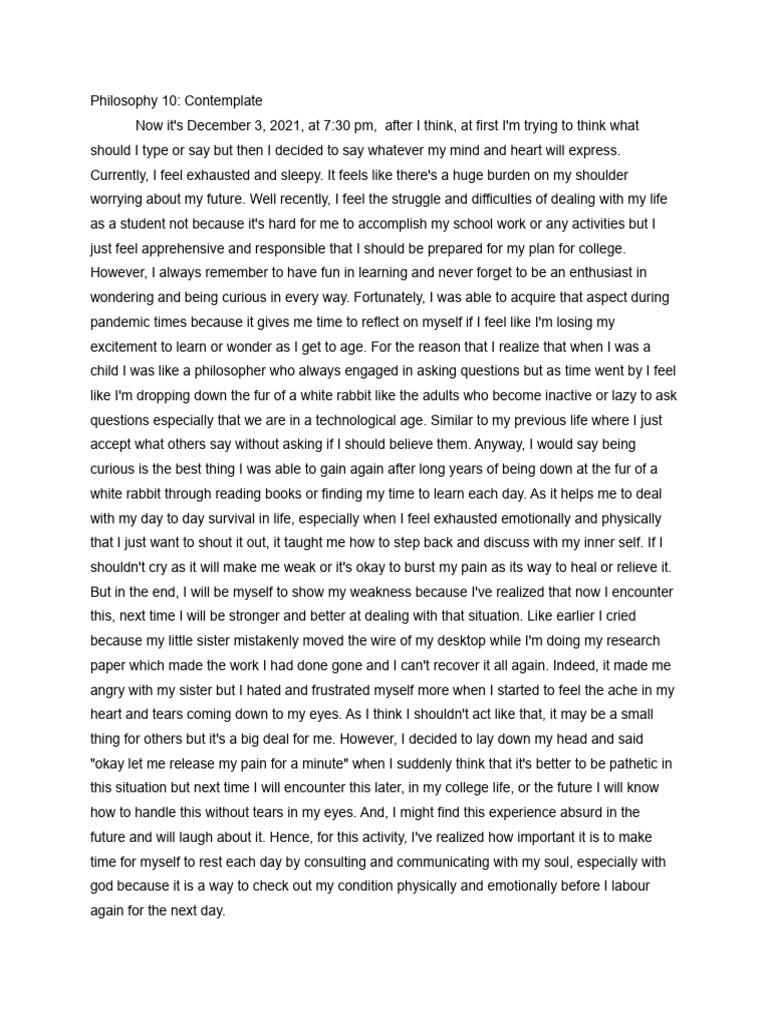 Reflecting on Student Life Challenges | PDF
