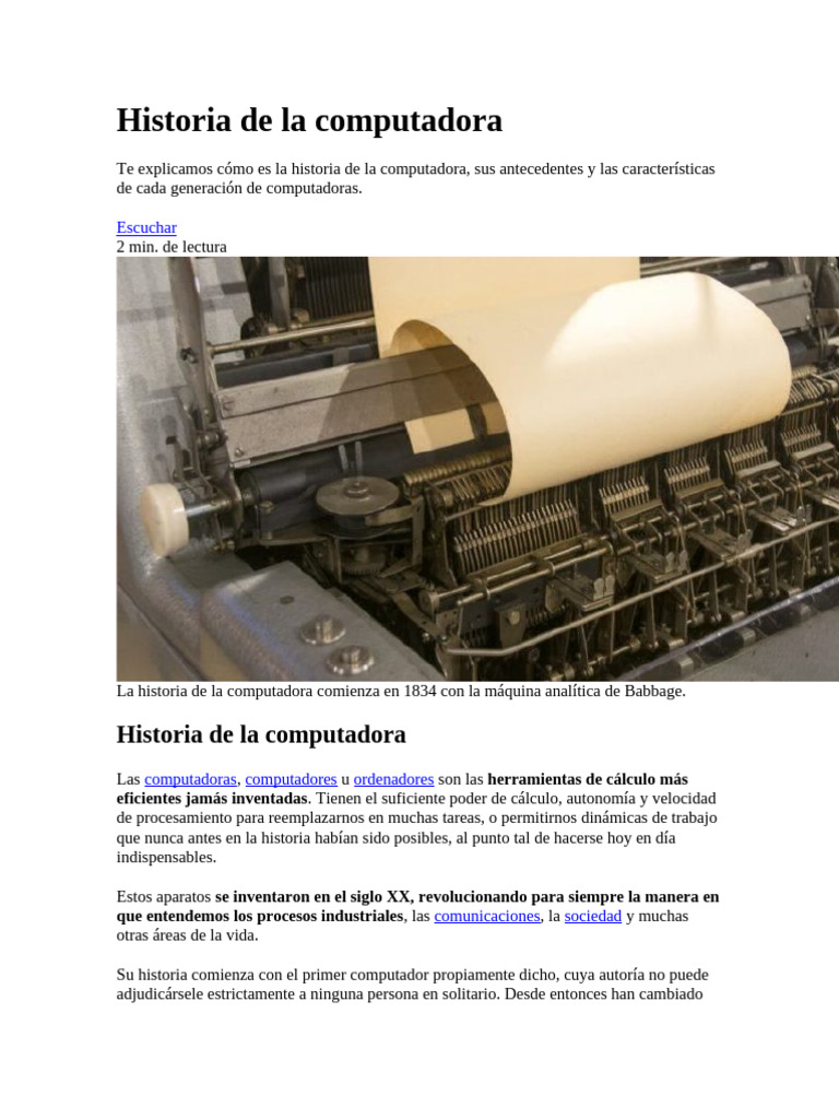 Historia y evolución de las computadoras | PDF | Microprocesador ...