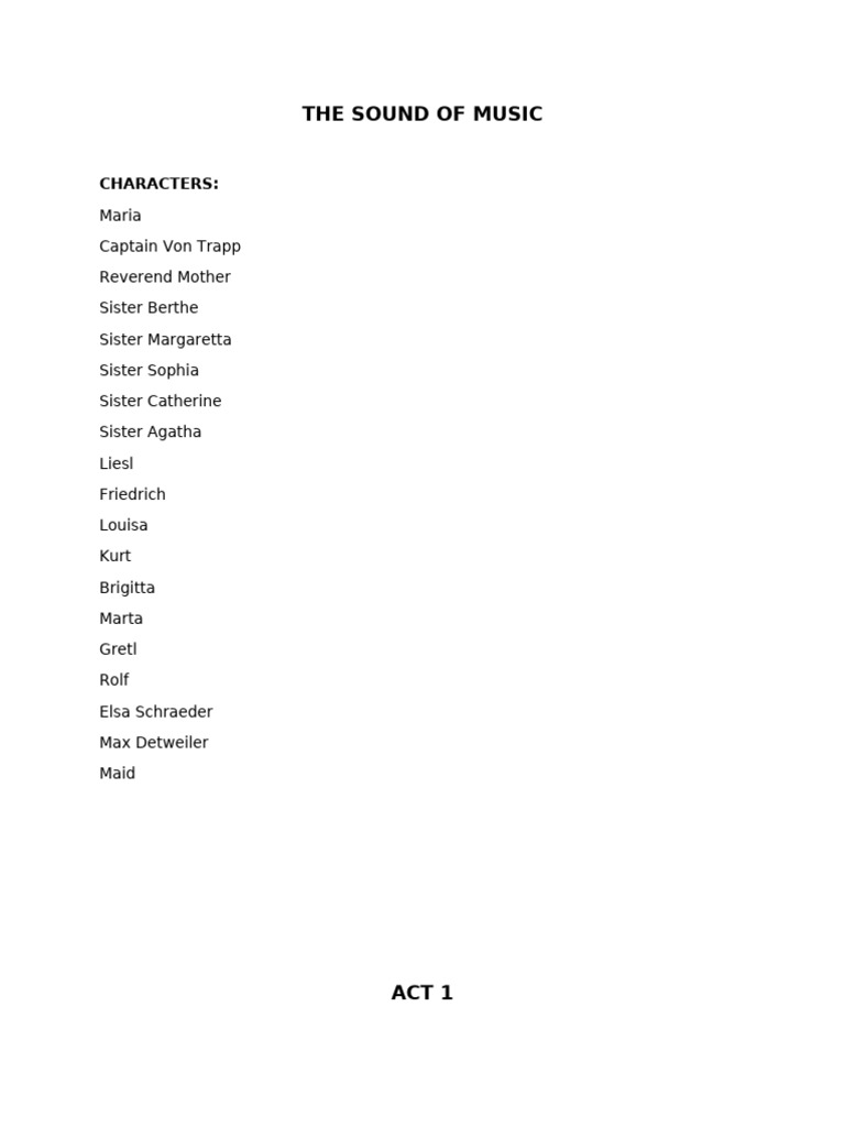 The Sound of Music Script Overview | PDF