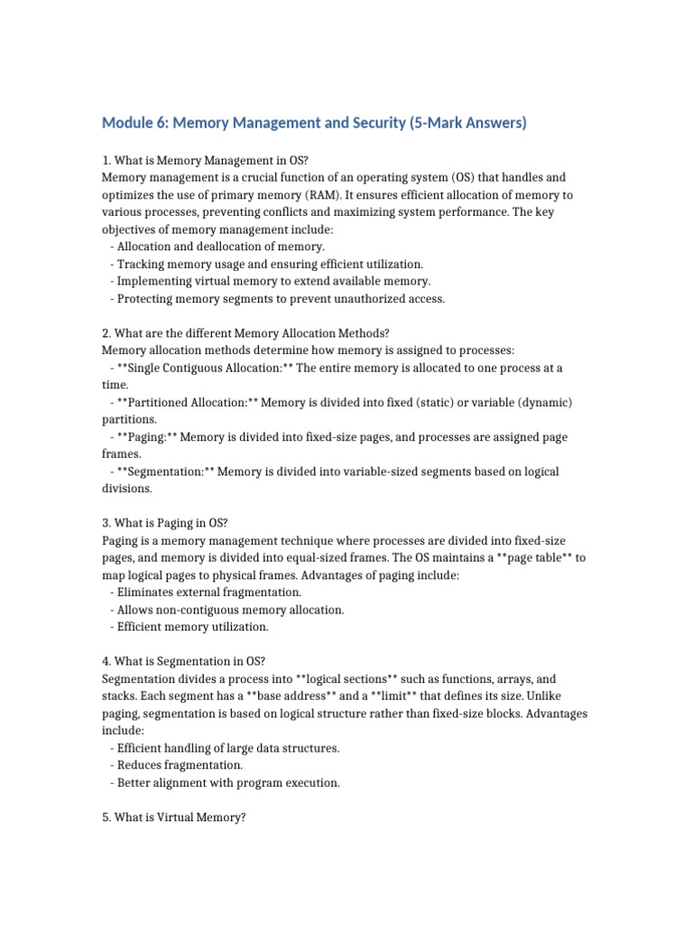 Memory Management & Security in OS | PDF | Computer Access Control ...
