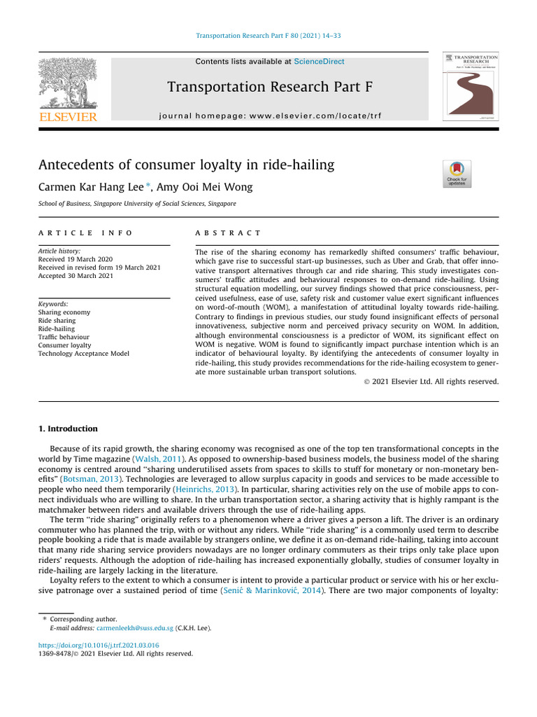 Consumer Loyalty in Ride-Hailing Services | PDF | Risk | Behavior