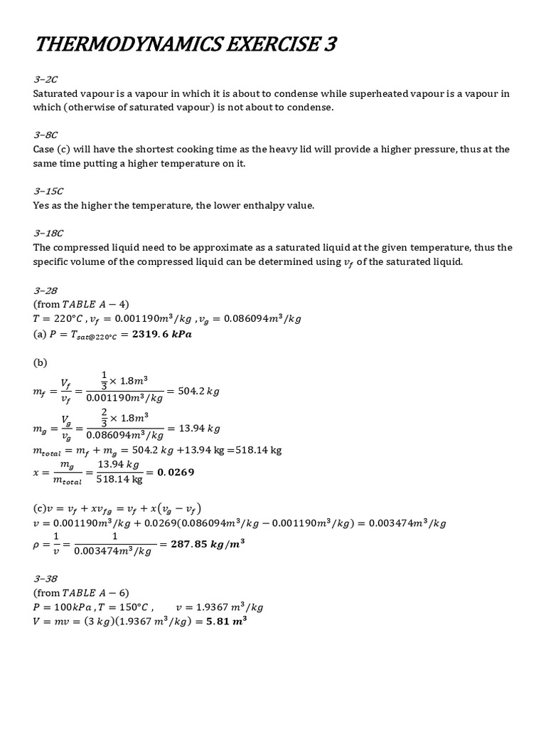 Thermodynamics Exercise Solutions | PDF | Thermodynamics | Statistical ...