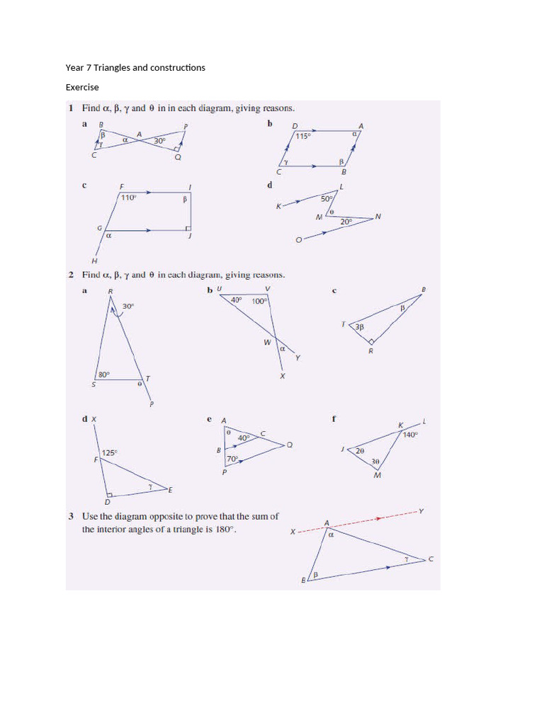 Year 7 Triangles and Constructions Q&A | PDF
