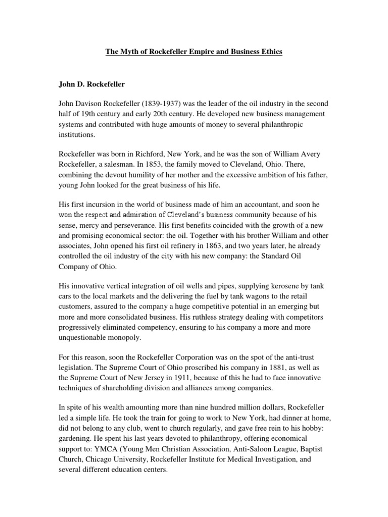 The Myth of Rockefeller Empire and Business Ethics | PDF | John D