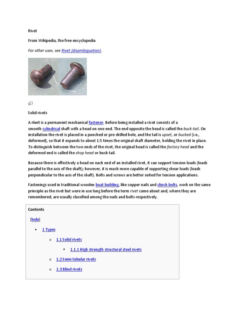 Rivet | PDF | Rivet | Grinding (Abrasive Cutting)