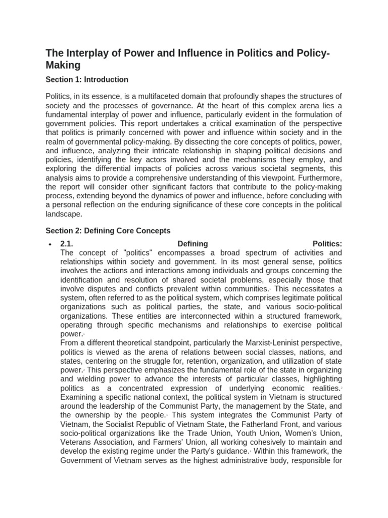Power and Influence in Political Policy | PDF | Power (Social And ...