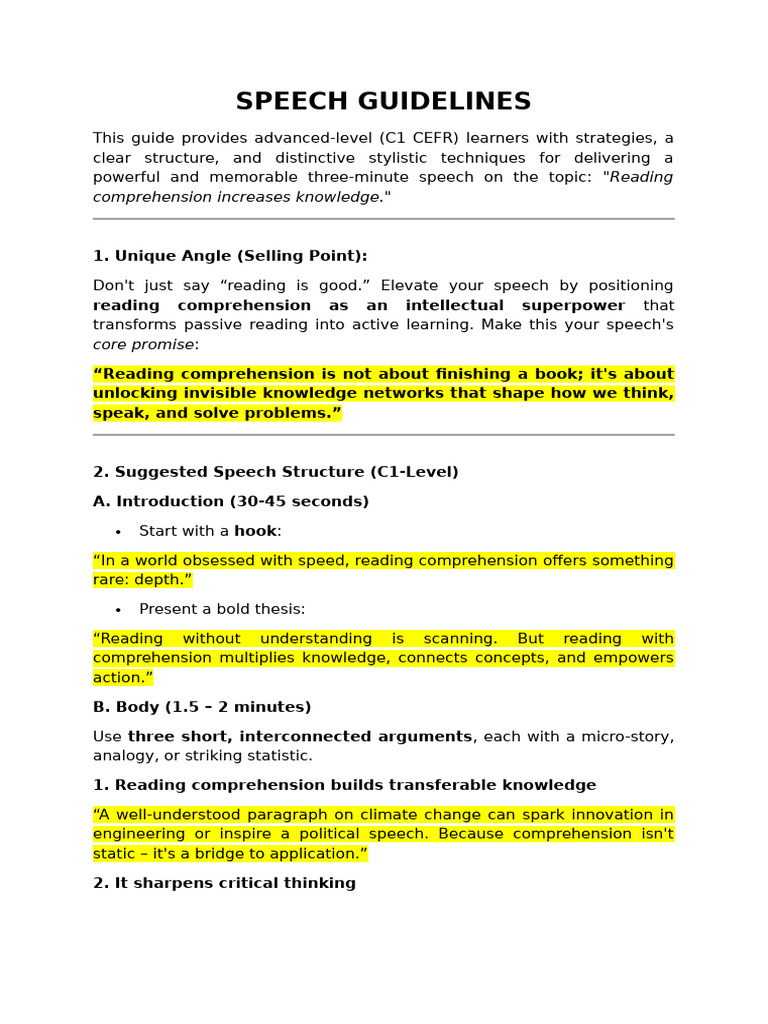 Mastering Speech for Reading Comprehension | PDF | Reading ...