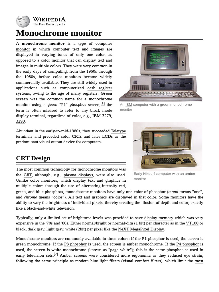 Monochrome Monitor Overview and Examples | PDF | Information And ...