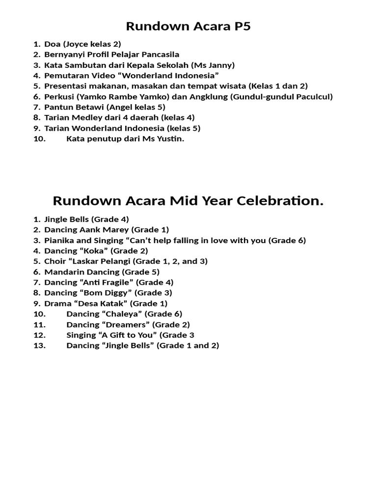 Urutan Acara p5 Dan Mid Year Celebration | PDF