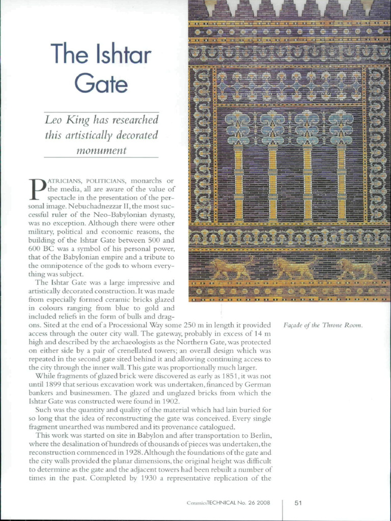 Ishtar Gate: Symbol of Babylonian Power | PDF
