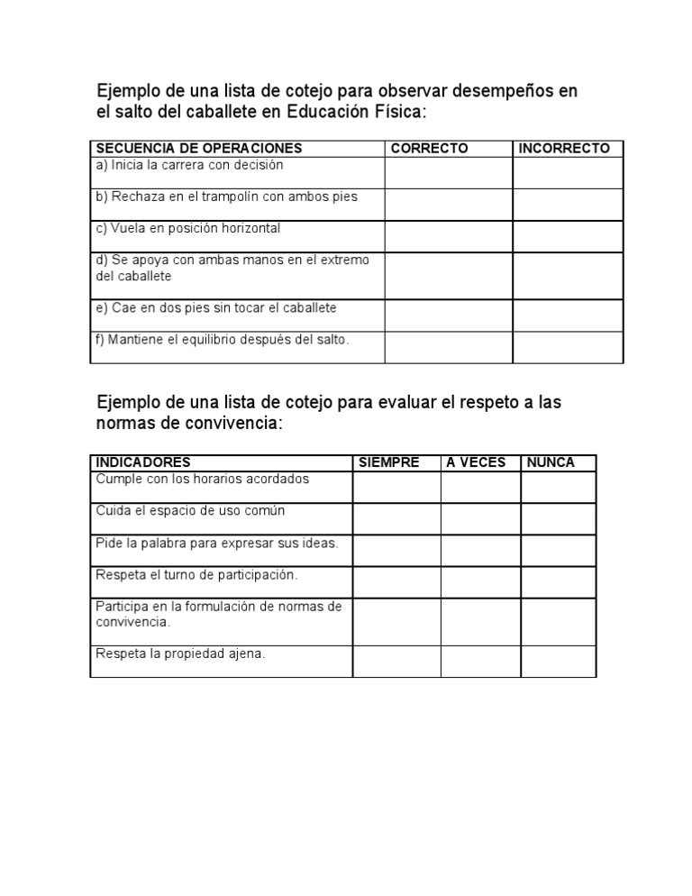 Ejemplo lista cotejo