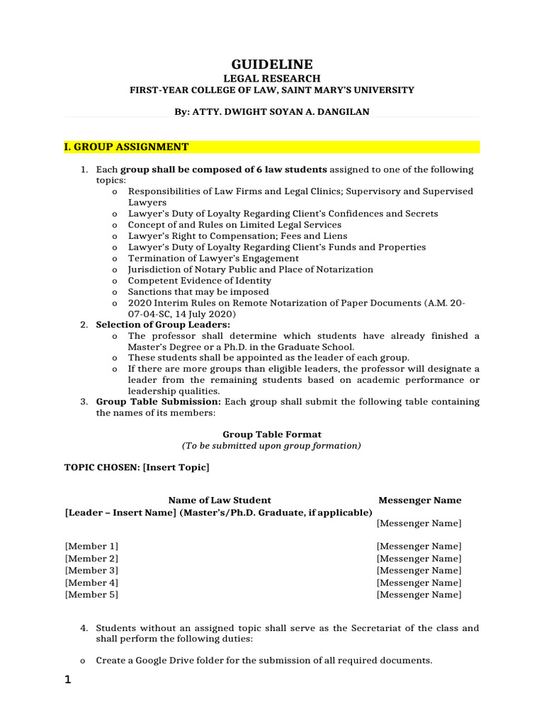 GUIDELINE For Legal Research | PDF | Plagiarism | Lawyer