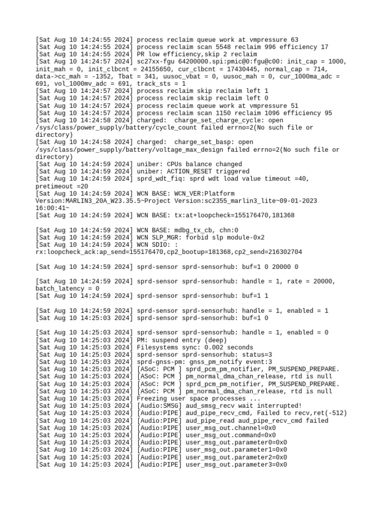 Standby Kernel Log 2024 0810 144716 | PDF | Cpu Cache | Booting