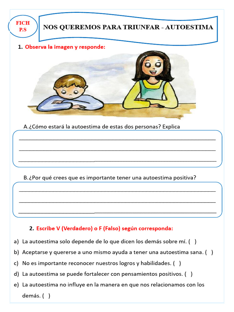 FICHA PS 1 | PDF | Autoestima | Psicología Social
