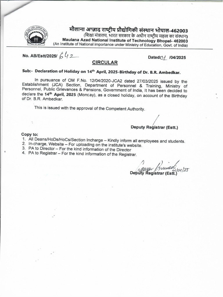 Holiday On 14 April | PDF