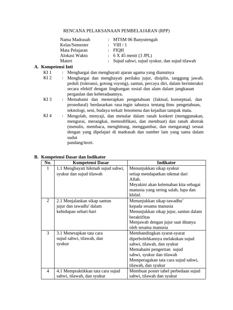 RPP 13 Komponen | PDF