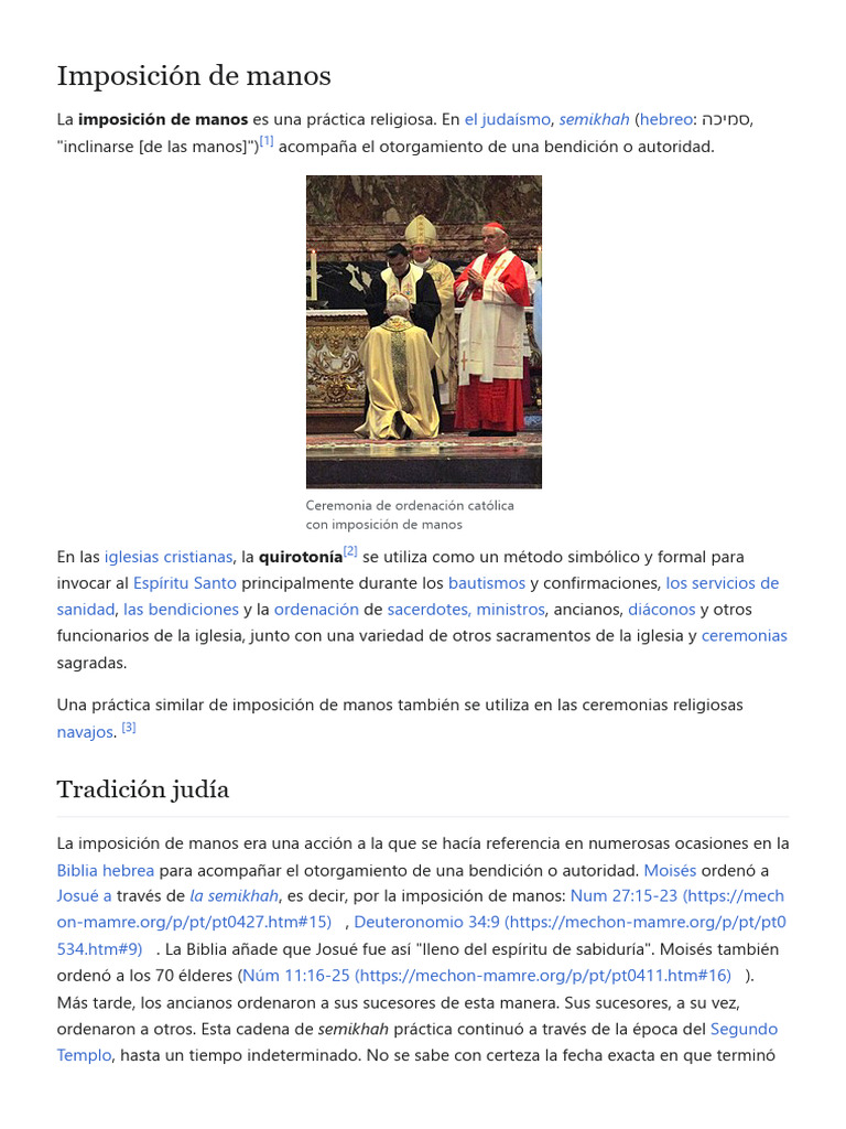 Imposición de Manos en Tradiciones Religiosas | PDF | Confirmación ...