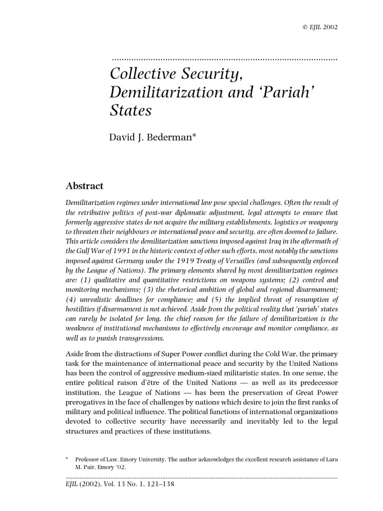Demilitarization and Pariah States Analysis | PDF | Nuclear ...