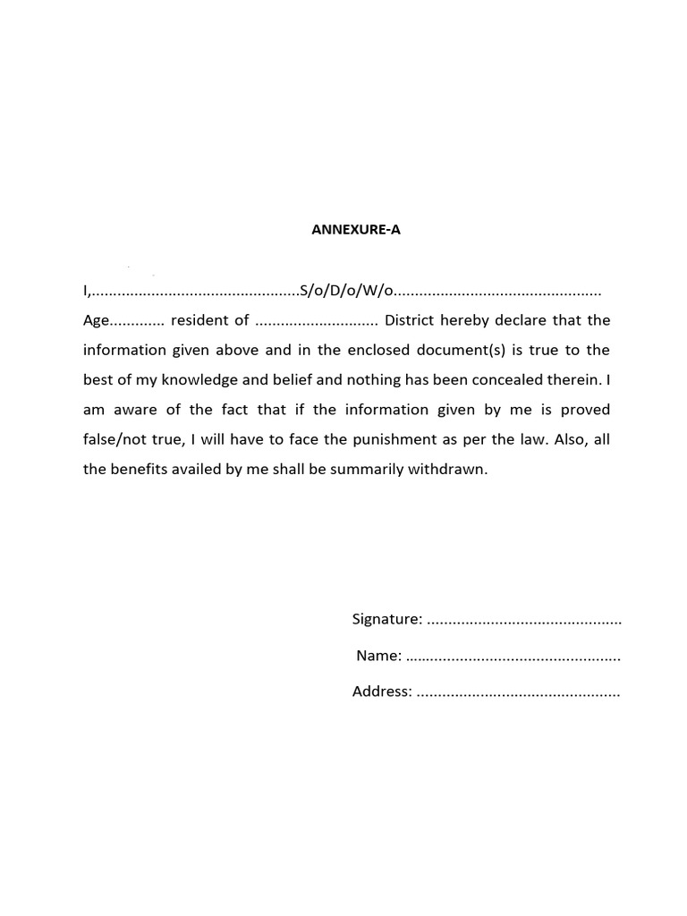Self Attestation Declaration Form | PDF
