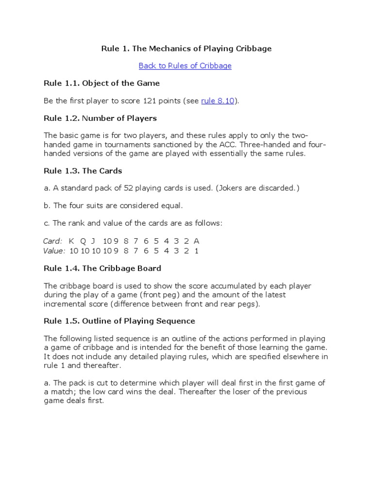 Cribbage Rules1 Games Of Chance Gambling