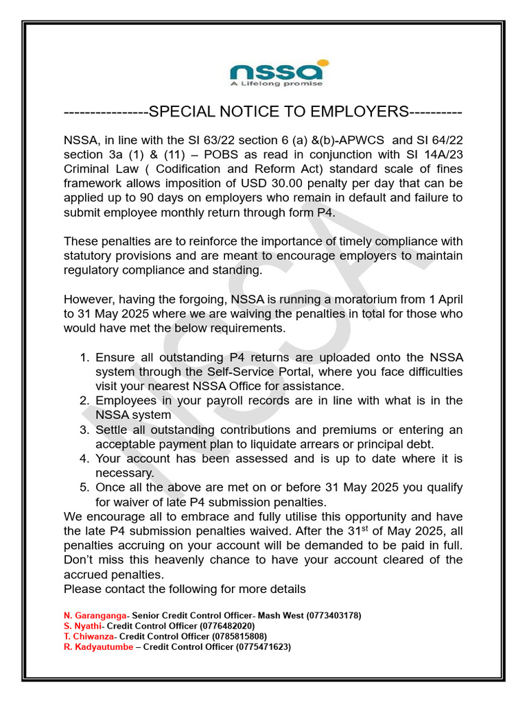 NSSA P4 Form Penalty Waiver Notice | PDF